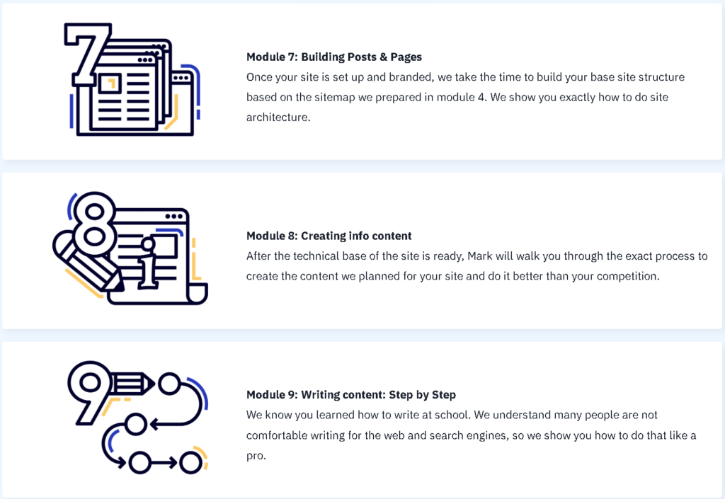 Excerpt of Modules 7-9 for The Authority Site System from Authority Hacker's site.